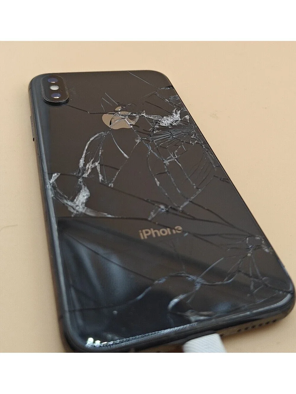 Apple iPhone X A1901 Cracked Front Back Powers On Phone For Parts/Repair As Is